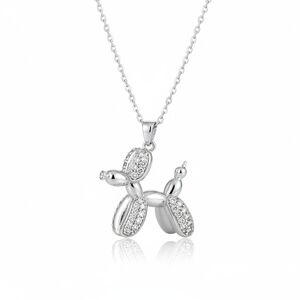 Elegant Silver Balloon Dog Pendant Necklace